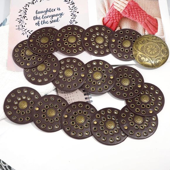 Wide Disc Belt For Women Vintage Hollow Boho Leather Belt Western Chunky Waist💕